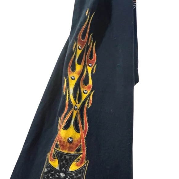 Harley-Davidson 2000's 2XL Long Sleeve Flame Shirt Mock Neck 100% Cotton RN38619 - Picture 2 of 7